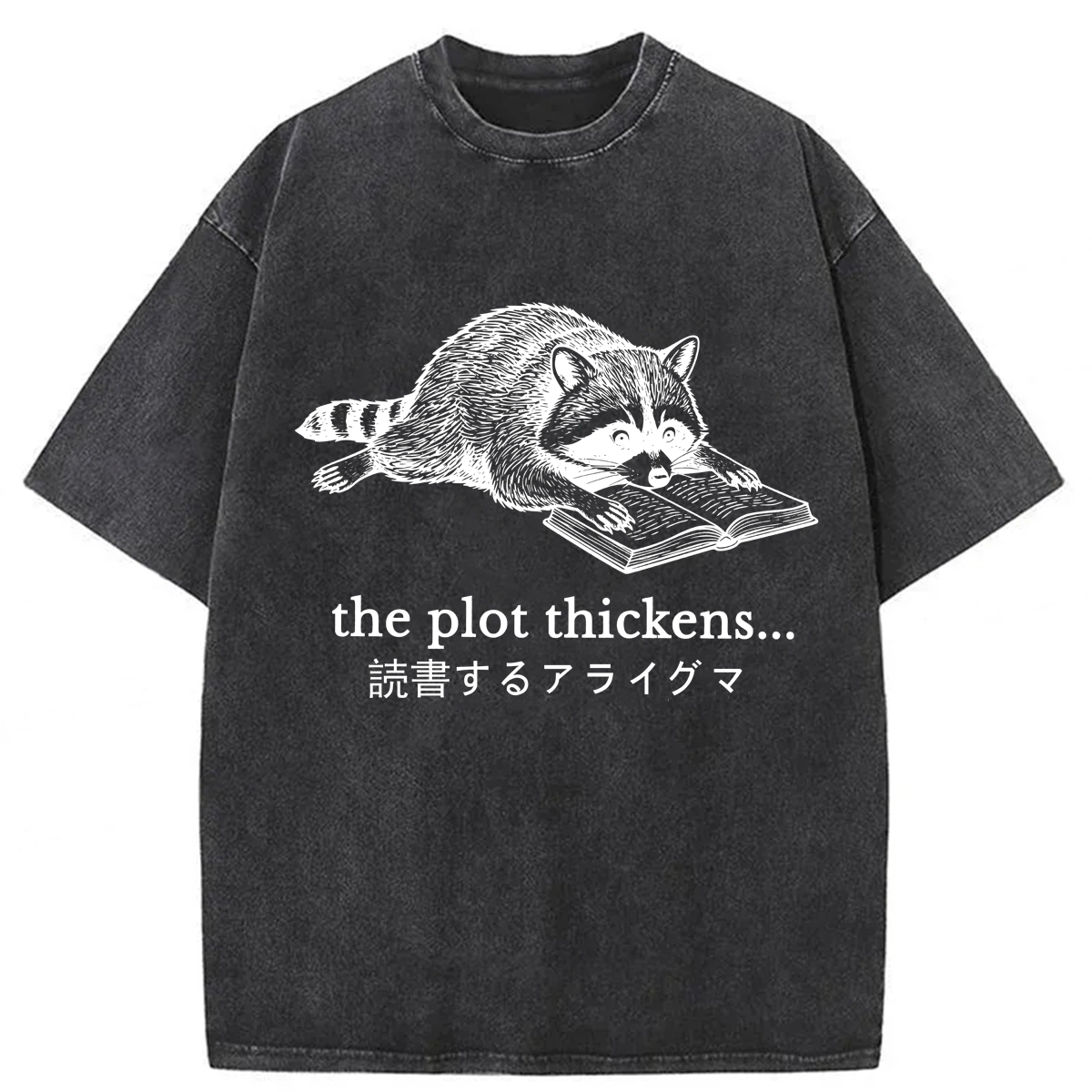 Tokyoviva Raccoon Reading Washed T-shirt