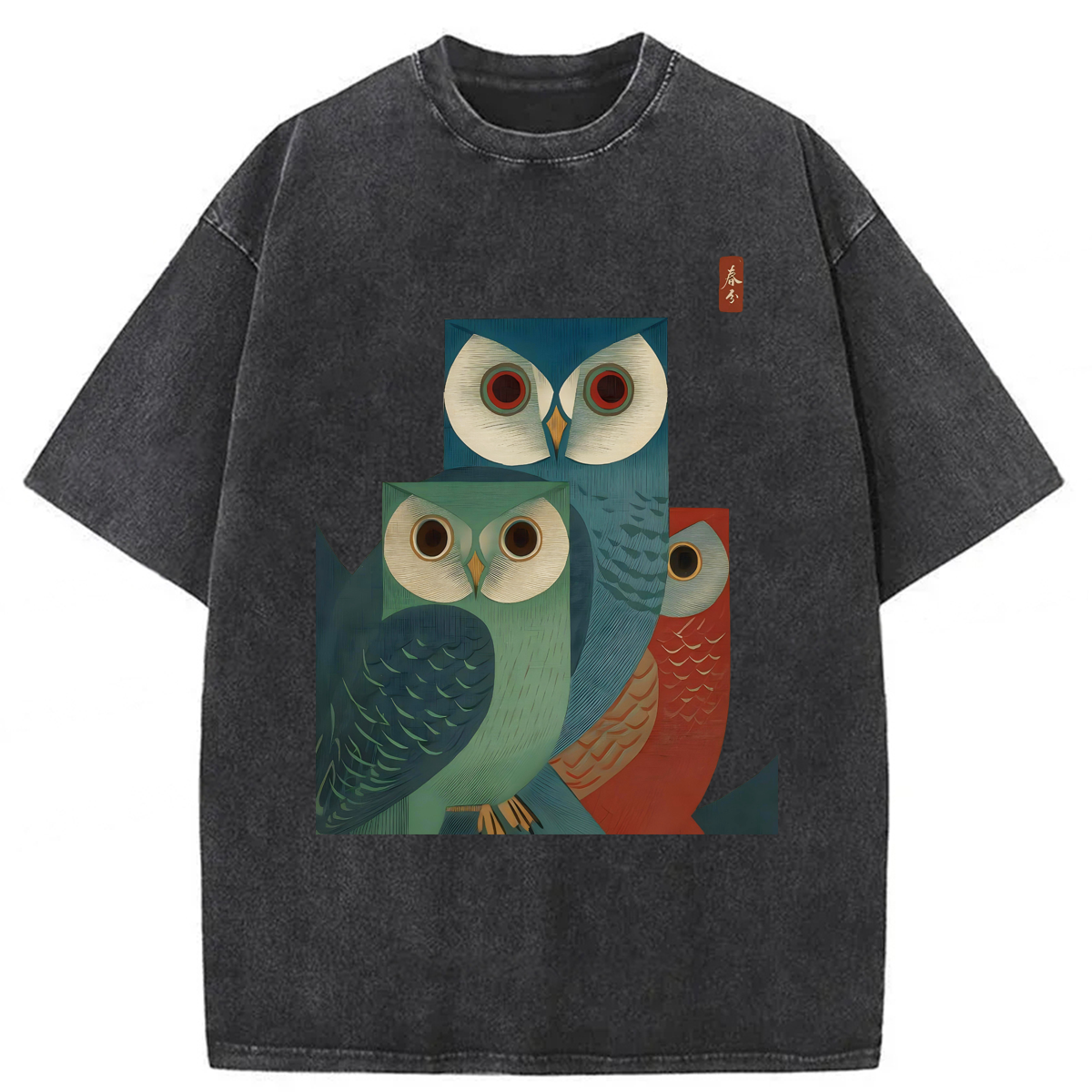 Tokyoviva Japanese Owls Washed T-shirt