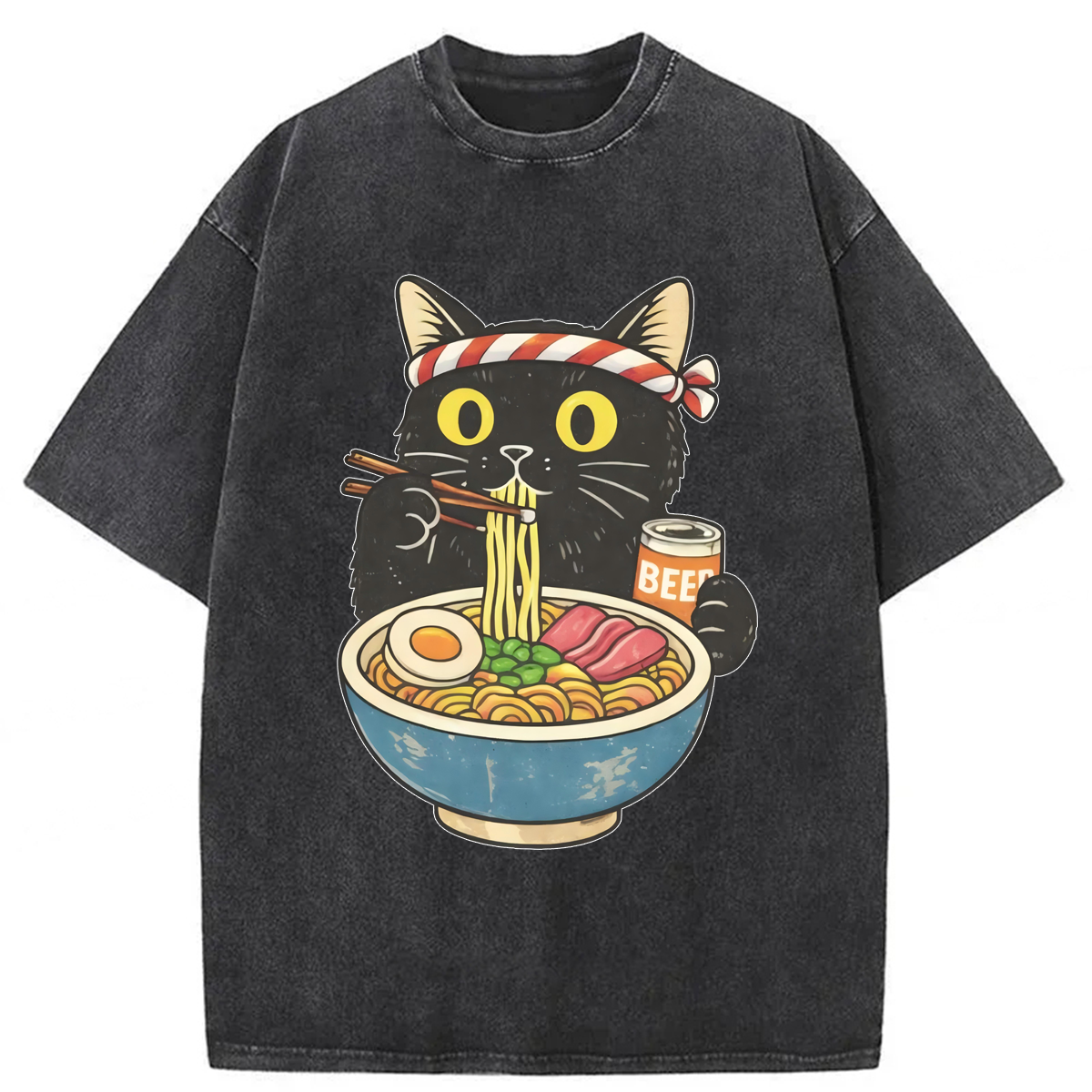 Tokyoviva Cat Rahmen Washed T-shirt
