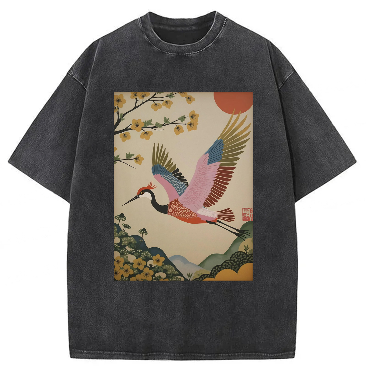Tokyoviva Japanese Flying Crane Washed T-shirt