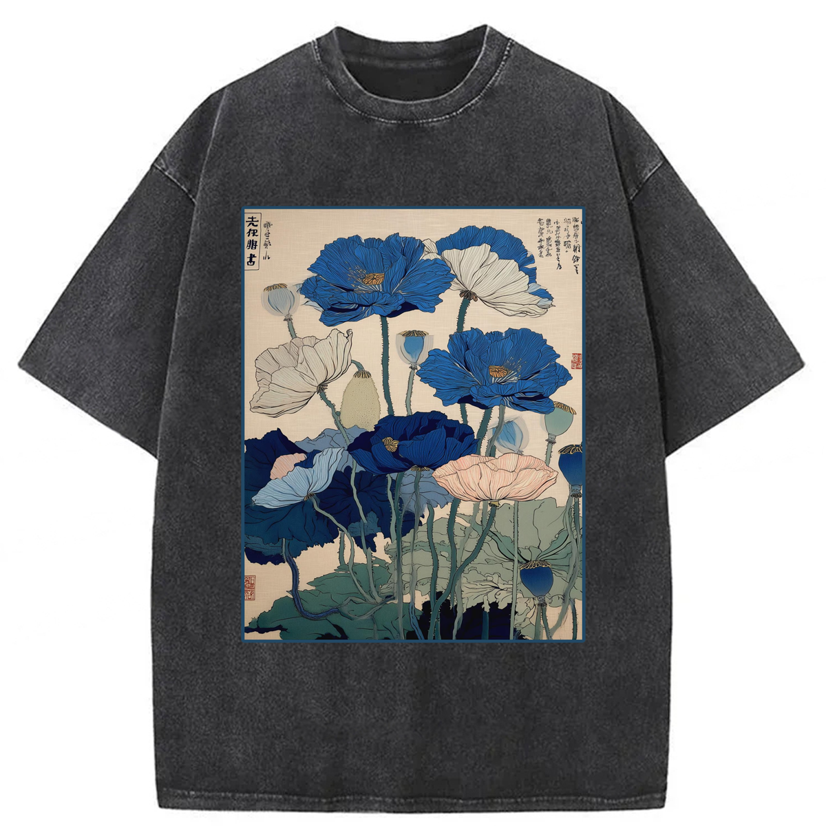 Tokyoviva Japanese Blue Poppy Washed T-shirt