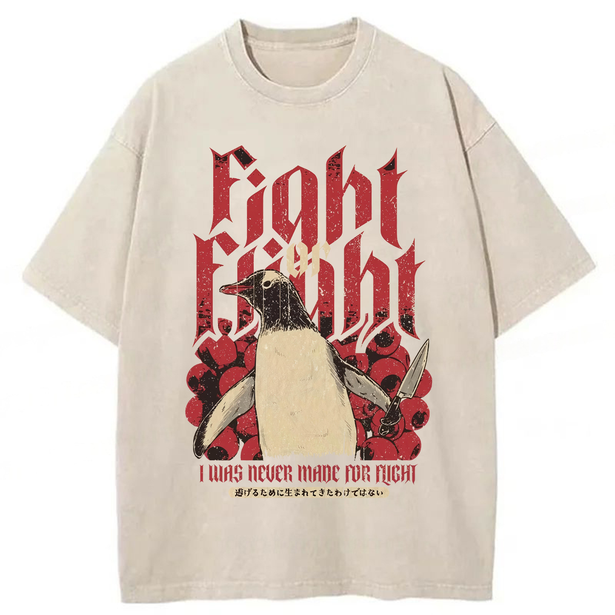 Tokyoviva I Was Never Made For Flight Penguin Washed T-shirt