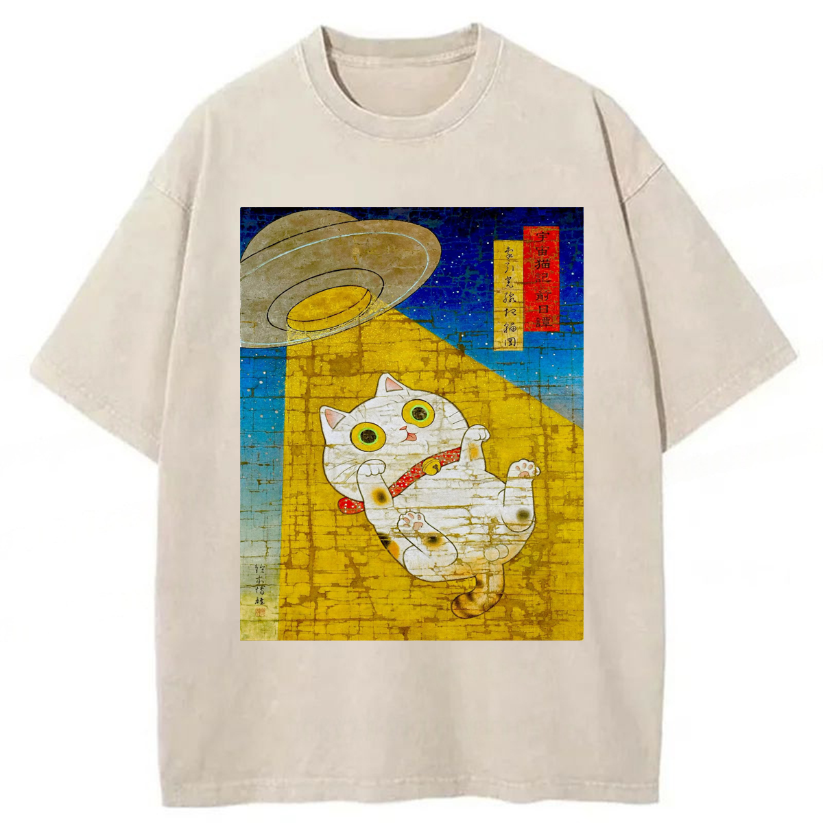 Tokyoviva Ufo Cat Washed T-shirt