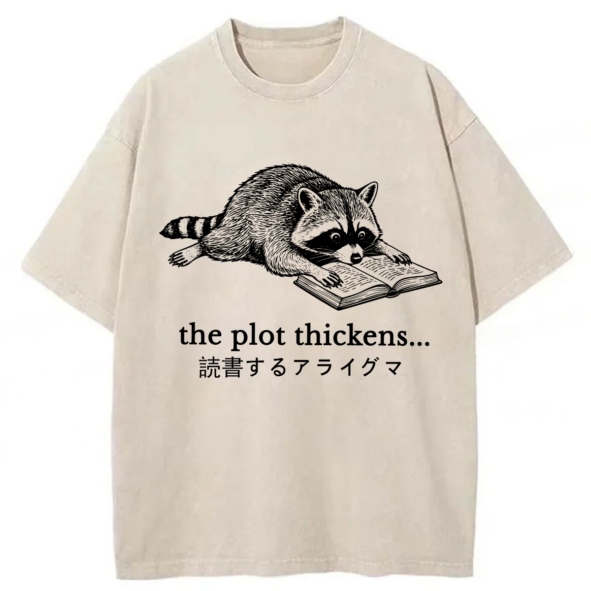 Tokyoviva Raccoon Reading Washed T-shirt