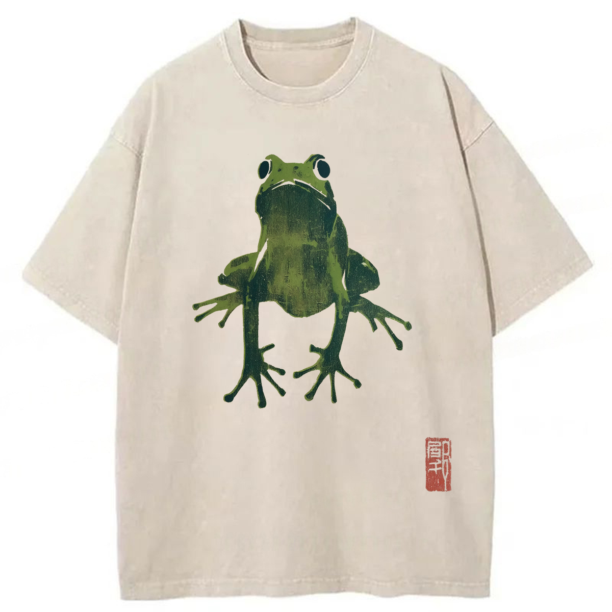 Tokyoviva Japanese Green Frog Washed T-shirt