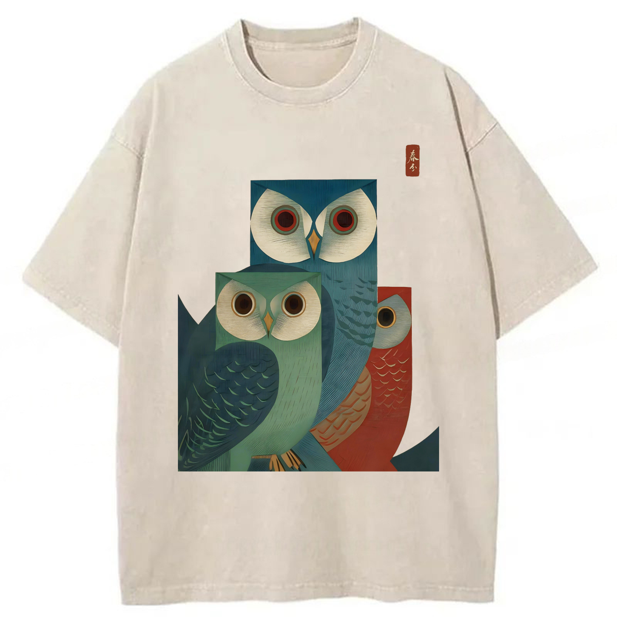 Tokyoviva Japanese Owls Washed T-shirt