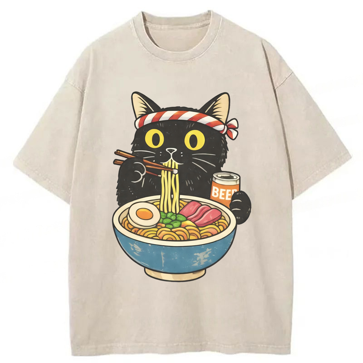Tokyoviva Cat Rahmen Washed T-shirt