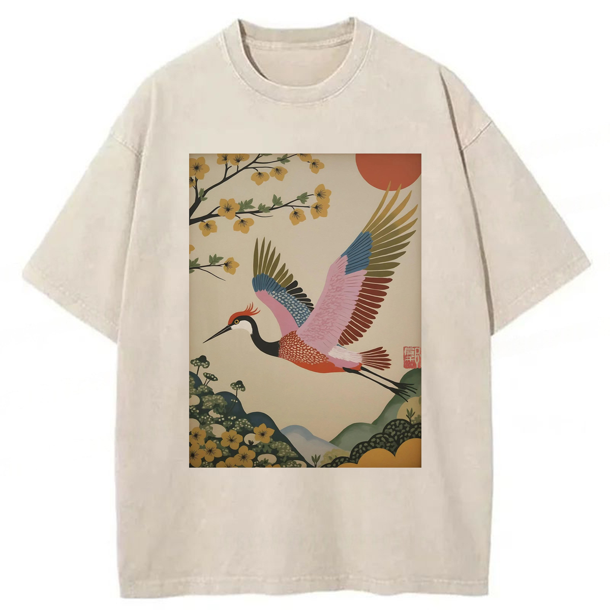 Tokyoviva Japanese Flying Crane Washed T-shirt
