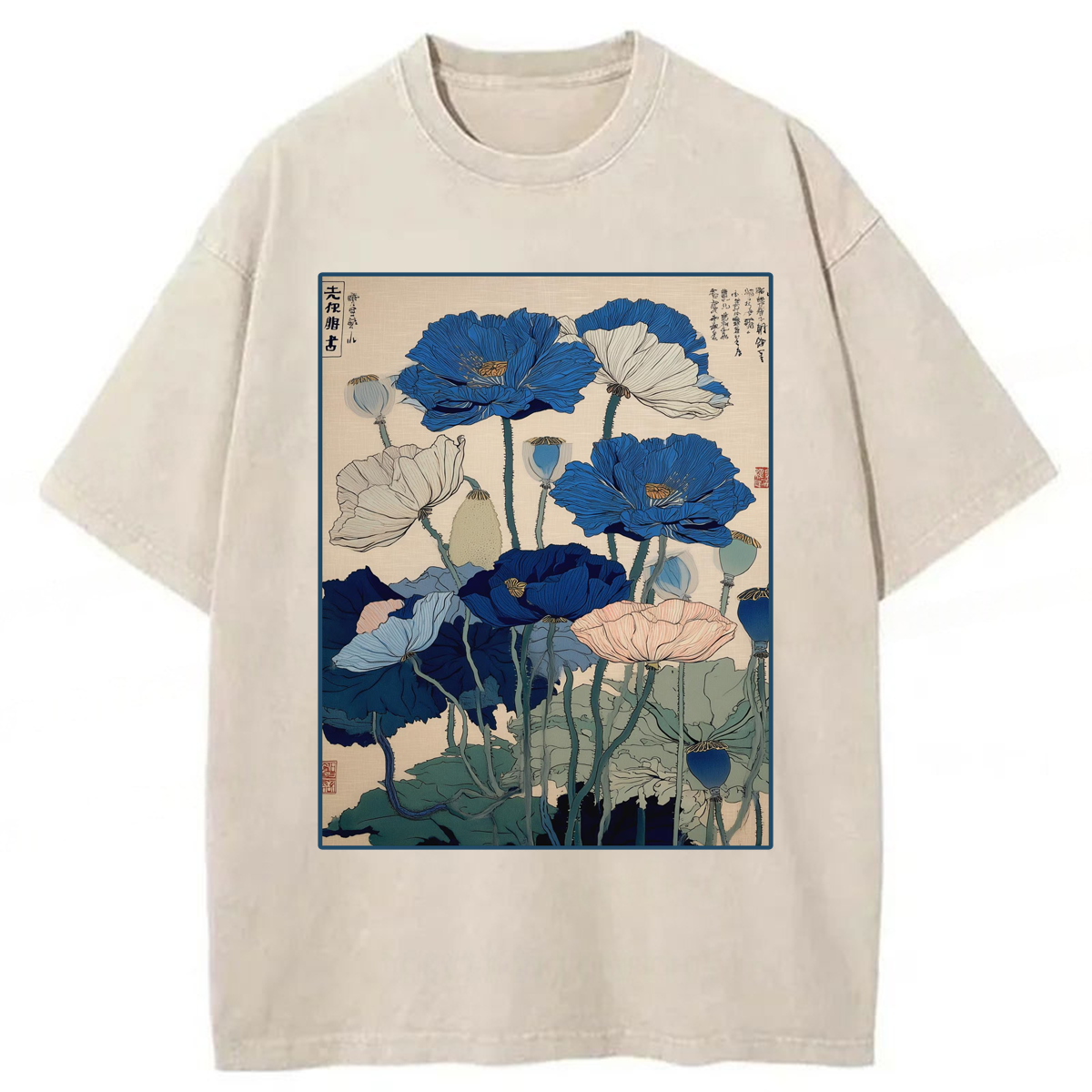 Tokyoviva Japanese Blue Poppy Washed T-shirt