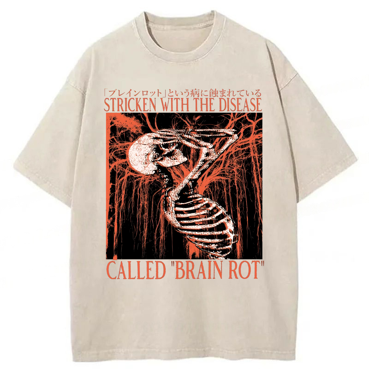 Tokyoviva Brain Rot Skeleton Washed T-shirt