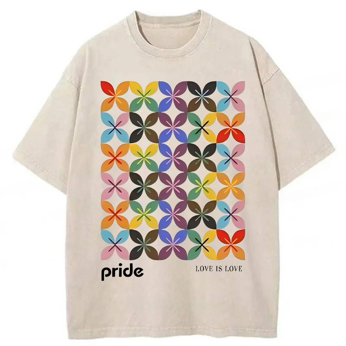 Tokyoviva Pride Geometric Flower Pattern Washed T-shirt