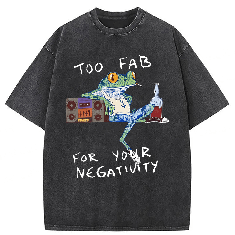 Tokyoviva Too Fab For Your Negativity Smoking Frog Washed T-shirt