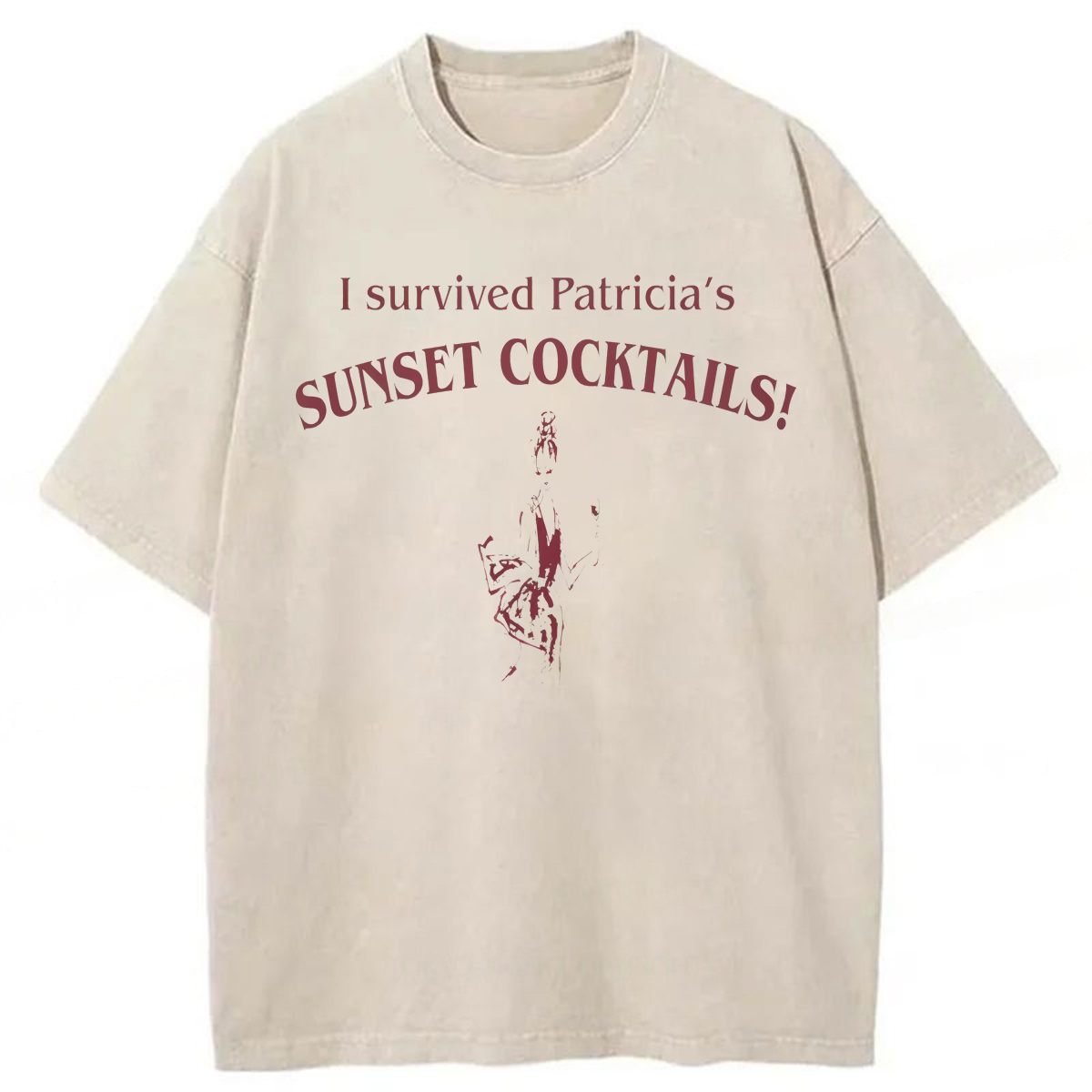 Tokyoviva I Survived Patricia's Sunset Cocktails Washed T-shirt