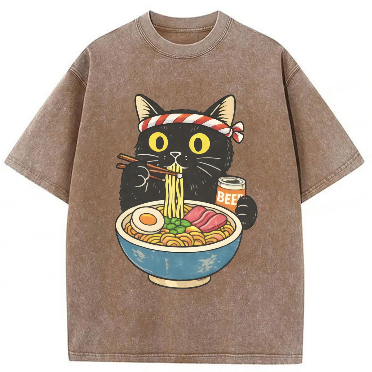 Tokyoviva Cat Rahmen Washed T-shirt