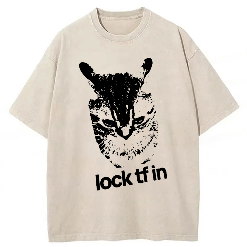 Tokyoviva Cat Lock Tf In Washed T-Shirt