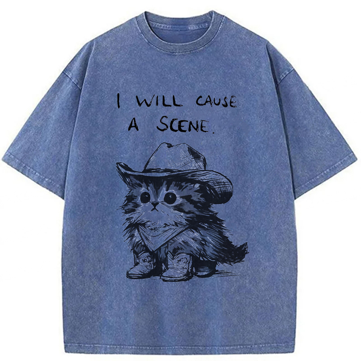 Tokyoviva Funny Cowboy Cat Washed T-shirt