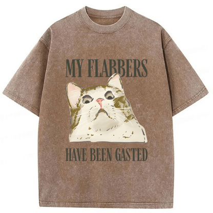 Tokyoviva American Street Wear Funny Sarcastic Cat Washed T-shirt