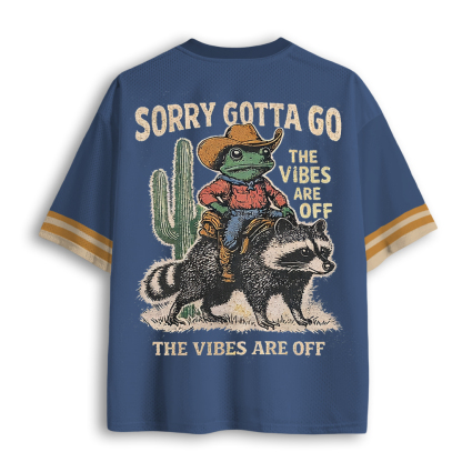 Baddiecat Cowboy Frog Riding Raccoon Mesh Jersey