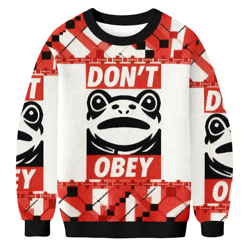 Baddiecat Don't Obey Christmas Ugly Sweatshirt