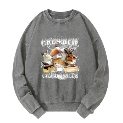 Creampie Connoisseur Meme Washed Sweatshirt