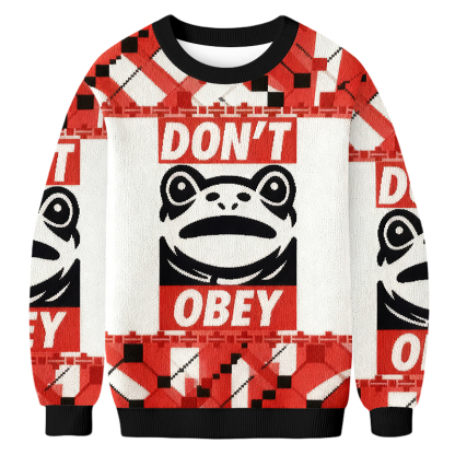 Baddiecat Don't Obey Christmas Ugly Sweatshirt