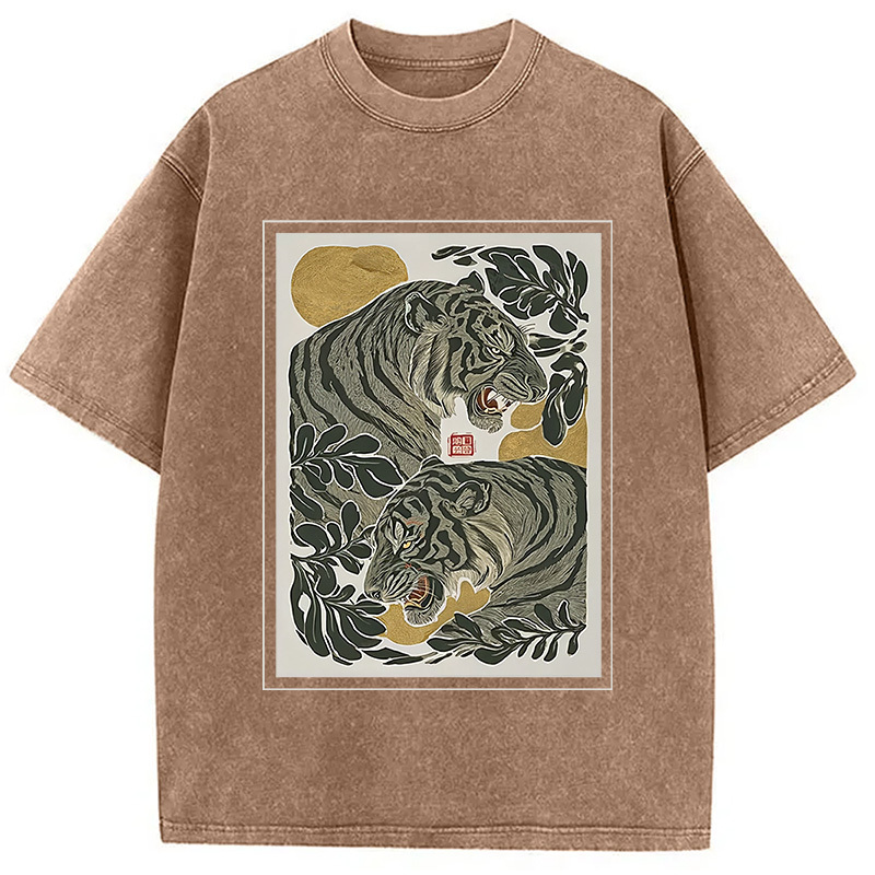 Woodcut Tiger Washed T-Shirt