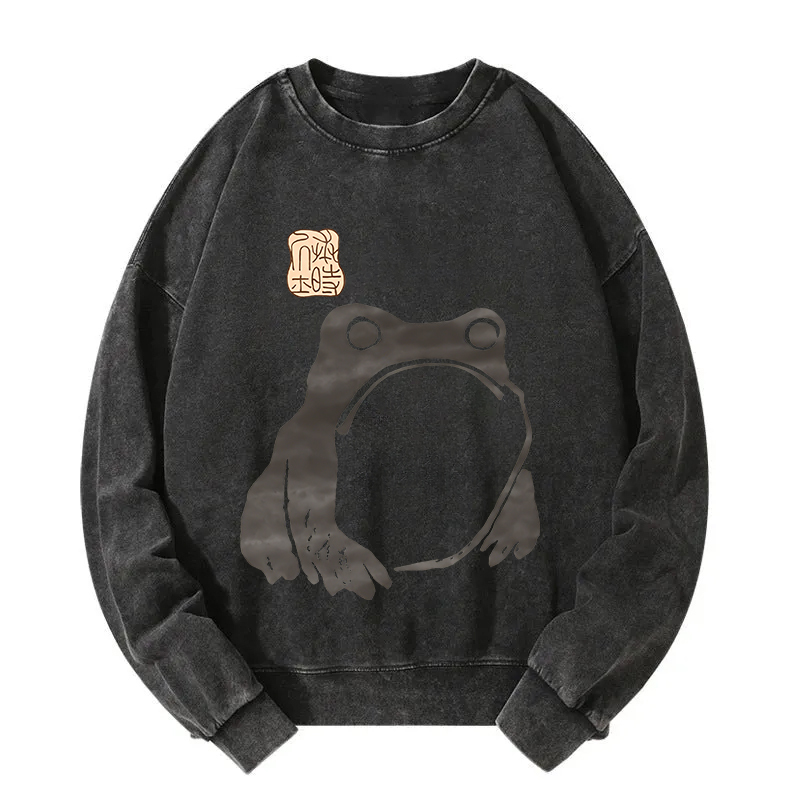Matsumoto Hoji Woodblock Print Frog Washed Sweatshirt