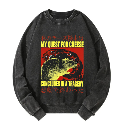 My Quest For Cheese Rat Japanese Washed Sweatshirt