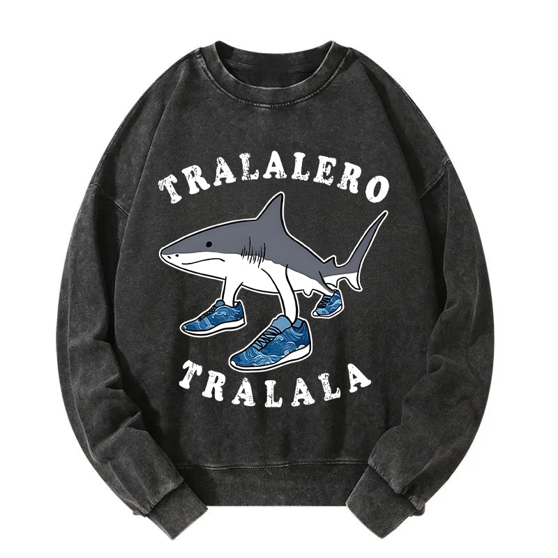 Tralalero Tralala Funny Washed Sweatshirt