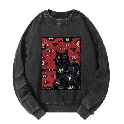 Mysterious Cat Washed Sweatshirt