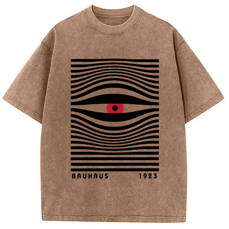 Geometric Eyes Printed Washed T-Shirt