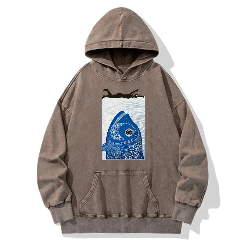 Lurking Fish Danger Washed Hoodie