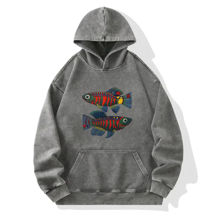 Colorful Fish Washed Hoodie