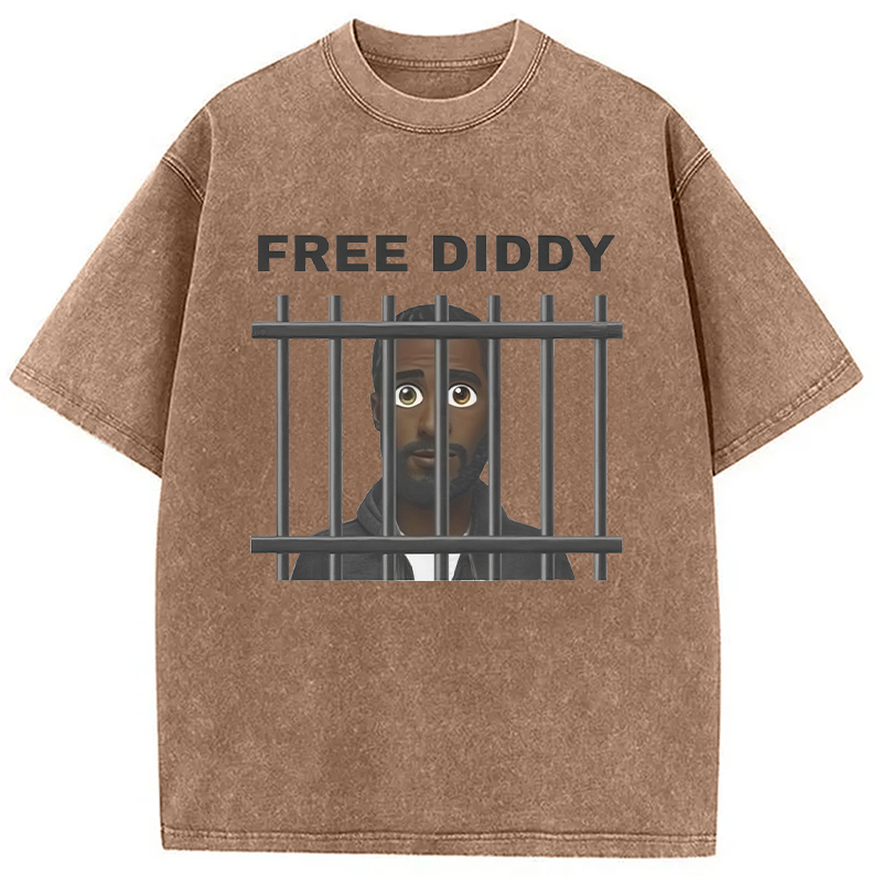 Original Free Diddy Funny Meme Washed T-Shirt