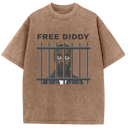 Original Free Diddy Funny Meme Washed T-Shirt