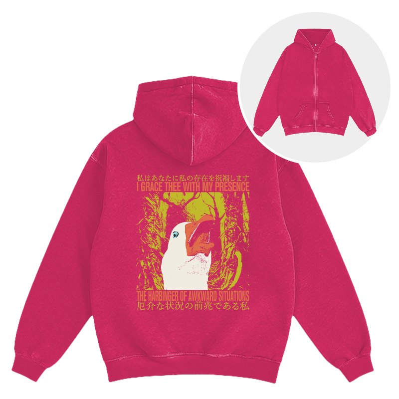 The Harbinger of Awkward Situations Goose Washed Zip Hoodie