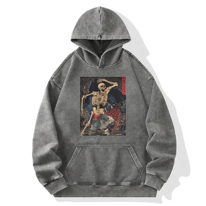 Japanese Horror Skeleton Washed Hoodie