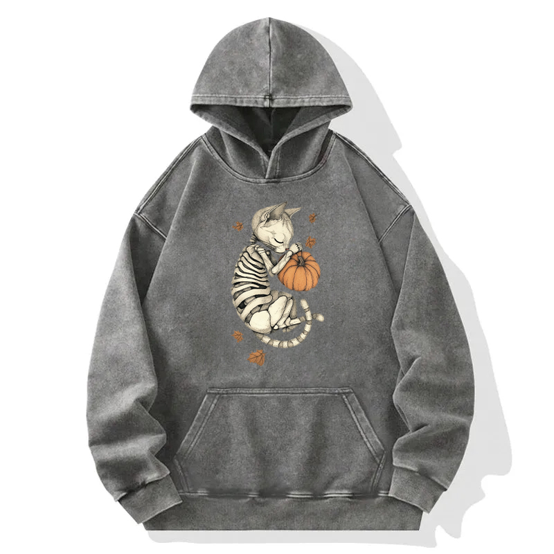 The Sleeping Kitten On Halloween Washed Hoodie