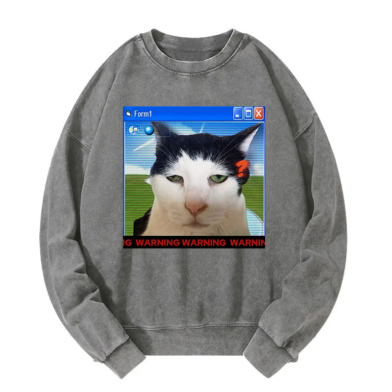 Warning Cat Washed Sweatshirt