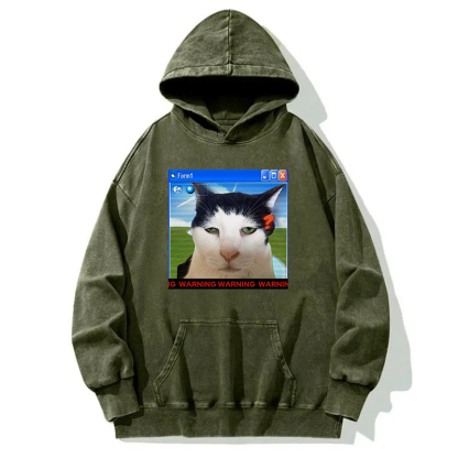 Warning Cat Washed Hoodie