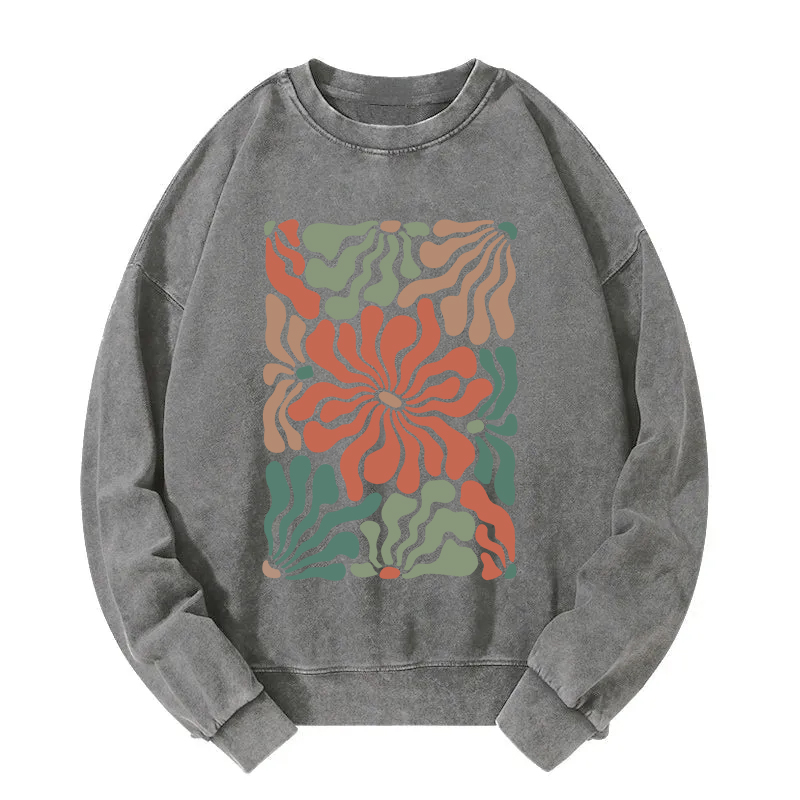 Floral Abstract Art Washed Sweatshirt