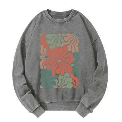 Floral Abstract Art Washed Sweatshirt