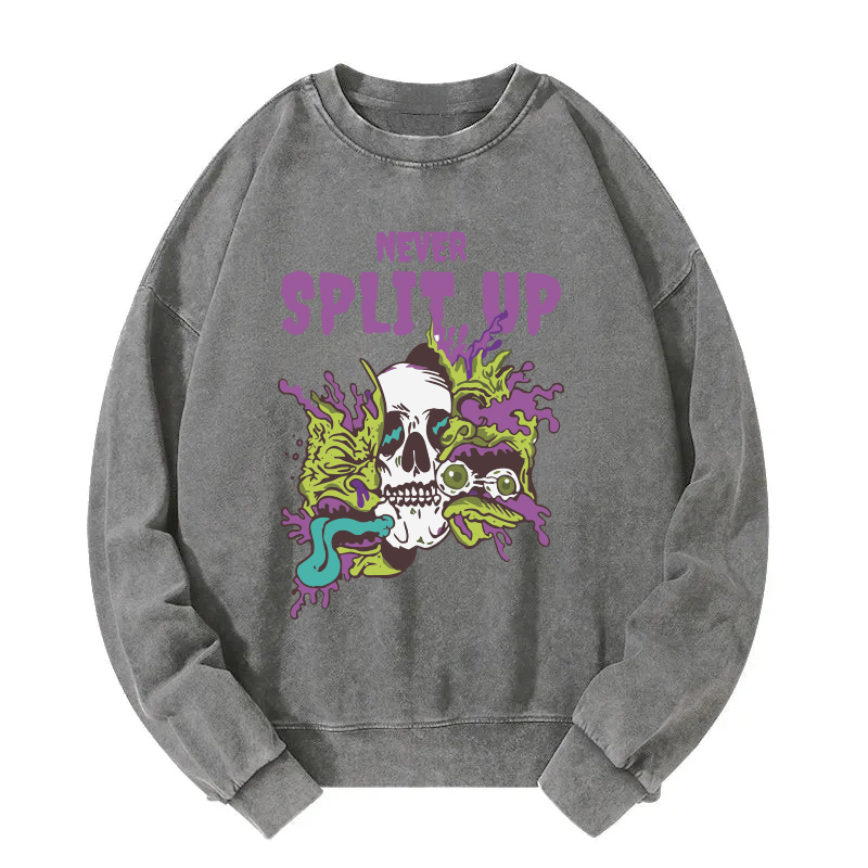 Never Split Up Skeleton Monster Washed Sweatshirt