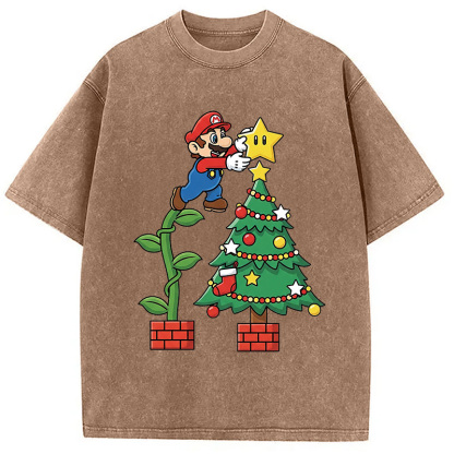 Super Mario Christmas Washed T-Shirt