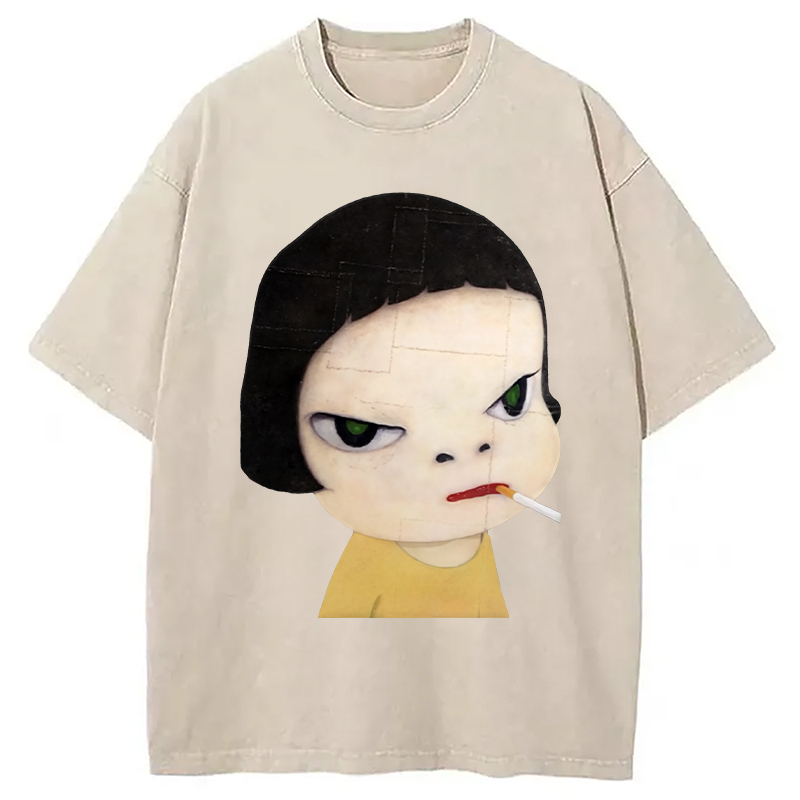 Too Young To Die Smoking Girl Washed T-Shirt