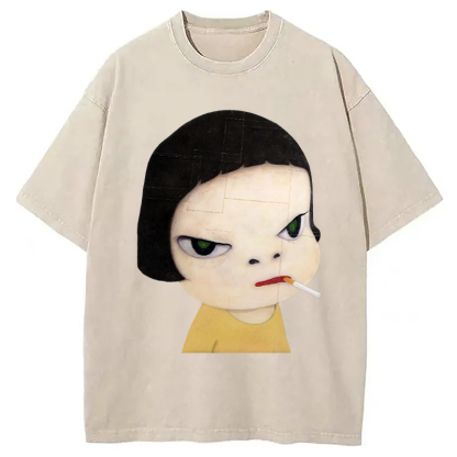 Too Young To Die Smoking Girl Washed T-Shirt