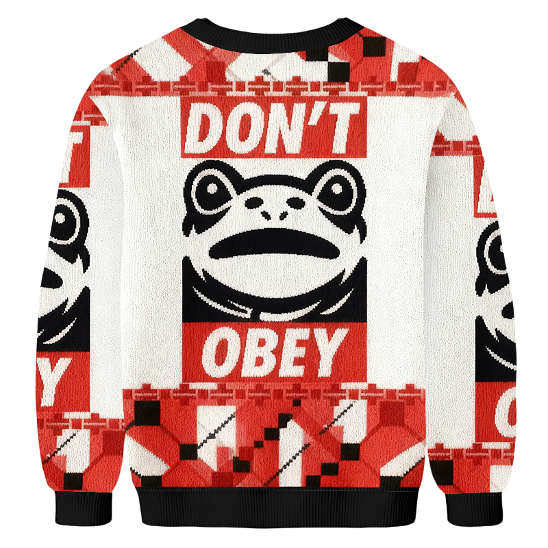 Baddiecat Don't Obey Christmas Ugly Sweatshirt