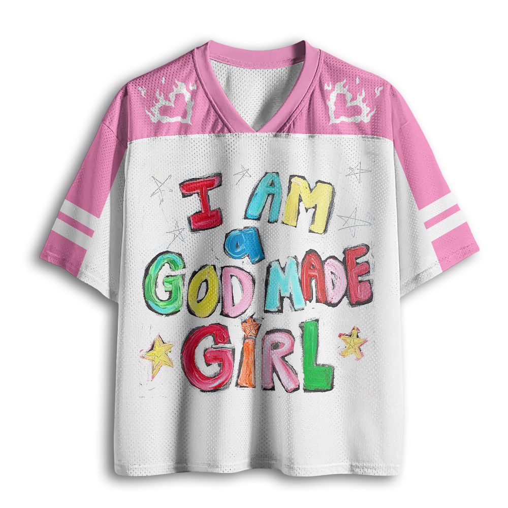 Baddiecat I AM A GOD MADE GIRL Mesh Jersey