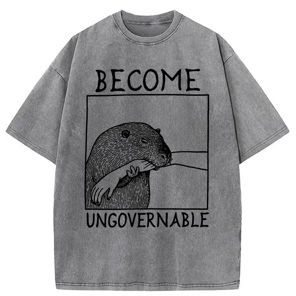 Become Ungovernable Capybara Bites People Washed T-Shirt