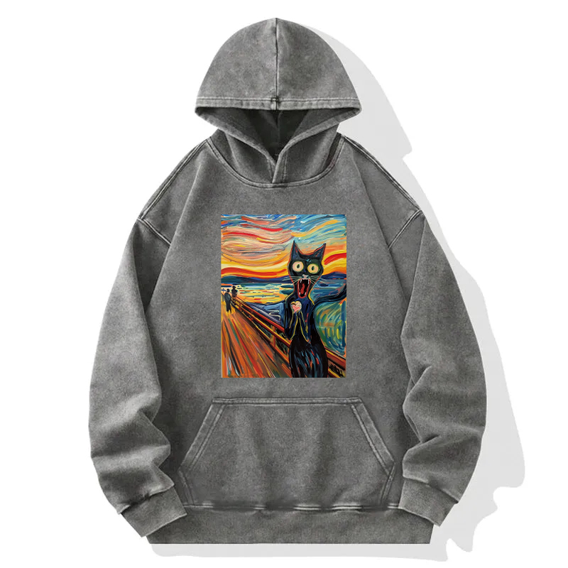 Screaming Cat Washed Hoodie